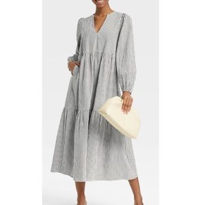 A New Day - XL - Long Sleeved Tiered Stripe Dress